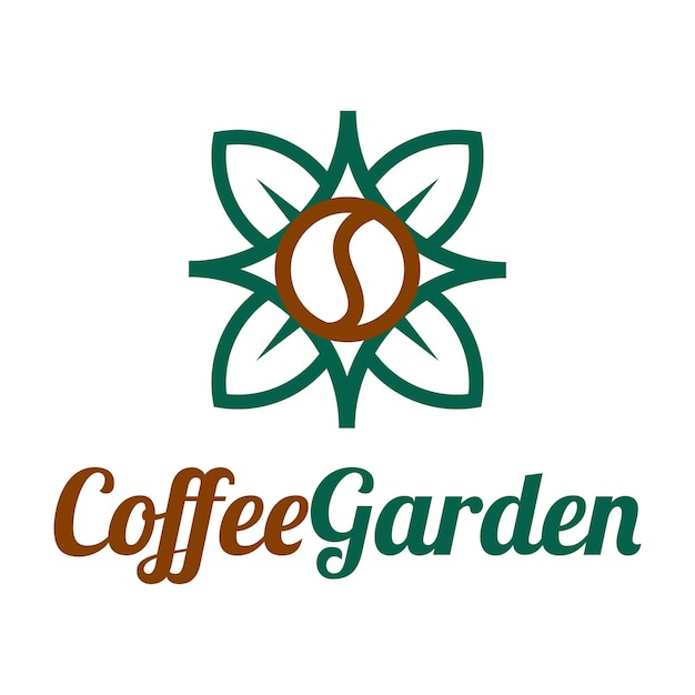 diseño de logotipo minimalista plano de flor de café en el jardín