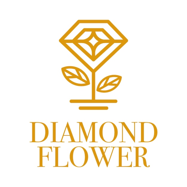 diseño de logotipo minimalista plano de flor de diamante