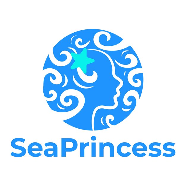 diseño de logotipo minimalista plano de la princesa del mar