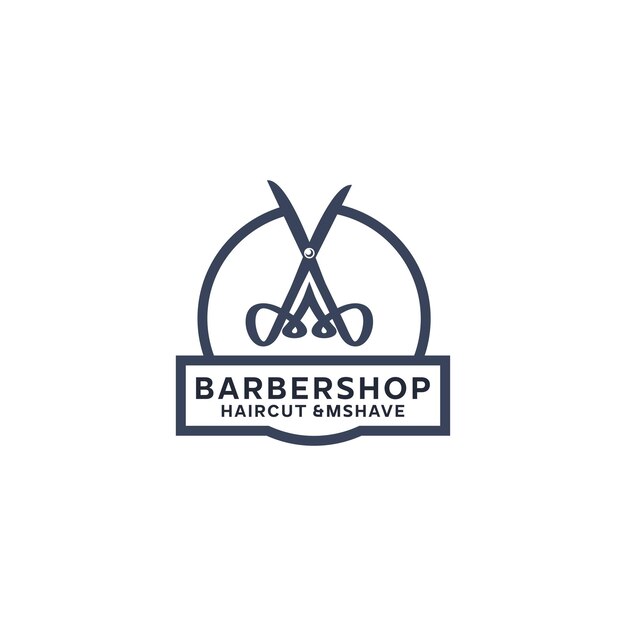 Diseño de logotipo minimalista simple de barbería con elegante adorno