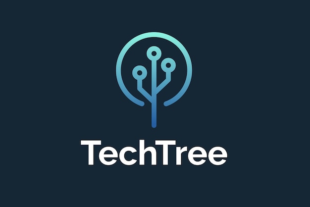 Diseño de logotipo minimalista Techno Tree