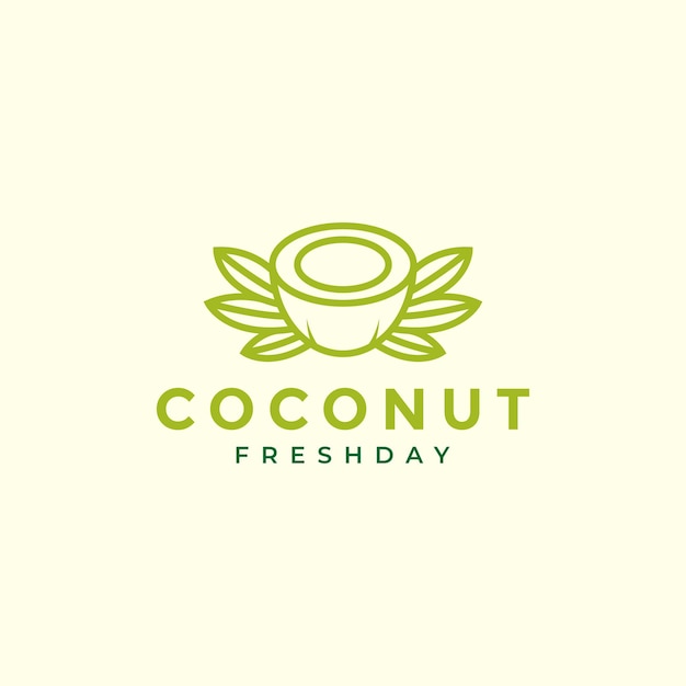 Diseño de logotipo mínimo fresco de coco joven verde