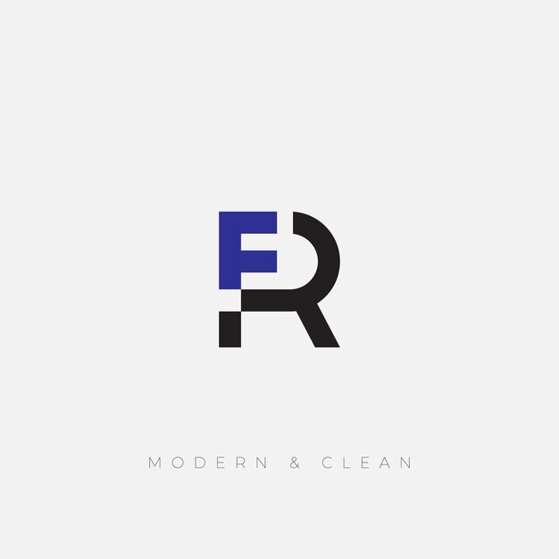 Diseño de logotipo mínimo de letras RF o FR simple y limpio