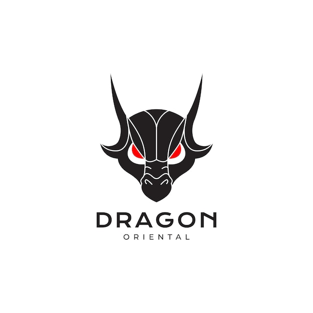 Diseño de logotipo de mito de dragón enojado de cara