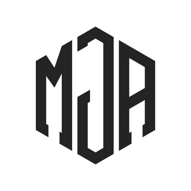 Diseño del logotipo MJA Letra inicial MJA Monograma Logotipo con forma de hexágono