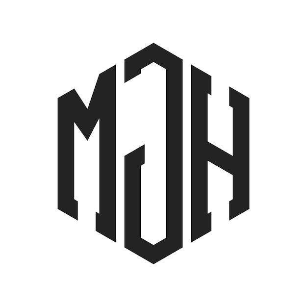 Diseño del logotipo de MJH Letra inicial MJH Monograma Logotipo con forma de hexágono