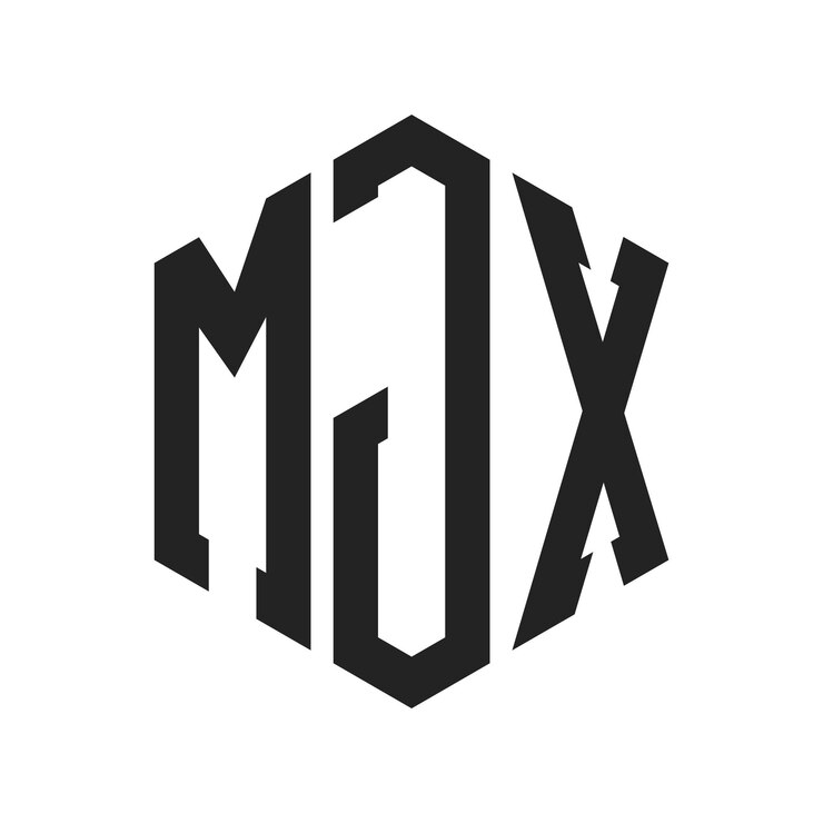 Vector diseño del logotipo de mjx letra inicial mjx monograma logotipo con forma de hexágono