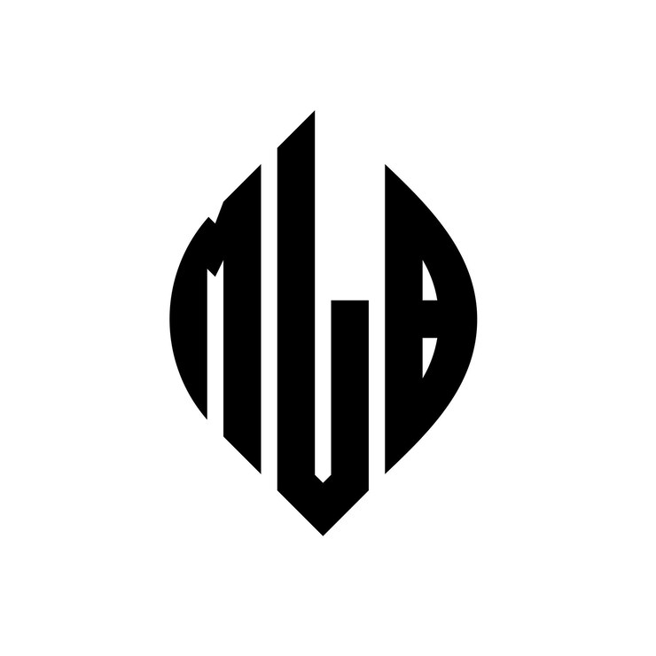 Vector el diseño del logotipo de la mlb con letras en círculo con forma de círculo y elipse mlb letras en elipse con estilo tipográfico las tres iniciales forman un logotipo de círculo mlb círculo emblema monograma abstracto carta marca vector