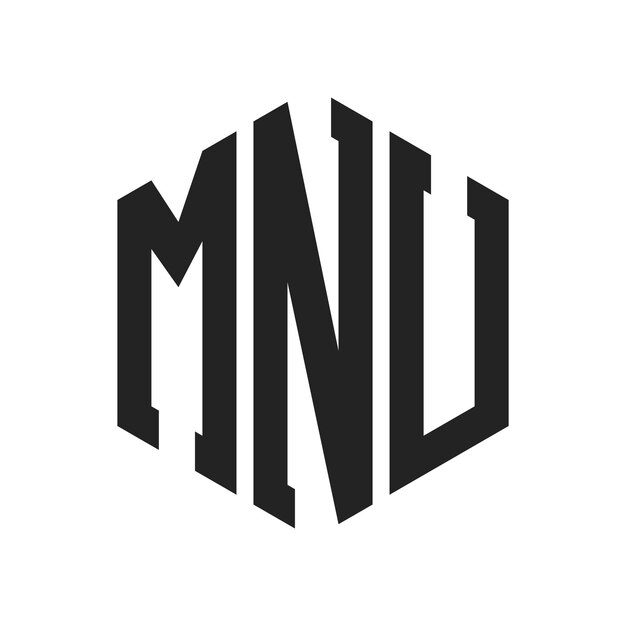 Diseño del logotipo de MNU Letra inicial MNU Monograma Logotipo con forma de hexágono