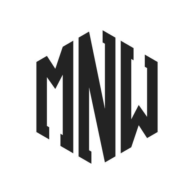 Diseño del logotipo MNW Letra inicial MNW Monograma Logotipo con forma de hexágono