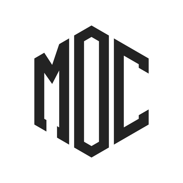 Diseño del logotipo MOC Letra inicial MOC Monograma Logotipo con forma de hexágono