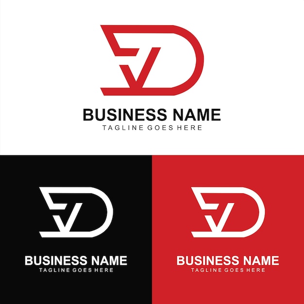 Diseño de logotipo de moda de carta vd vectorial