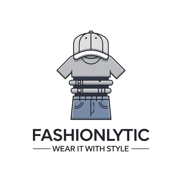 Diseño de logotipo de moda de un conjunto de artículos de moda bien apilados