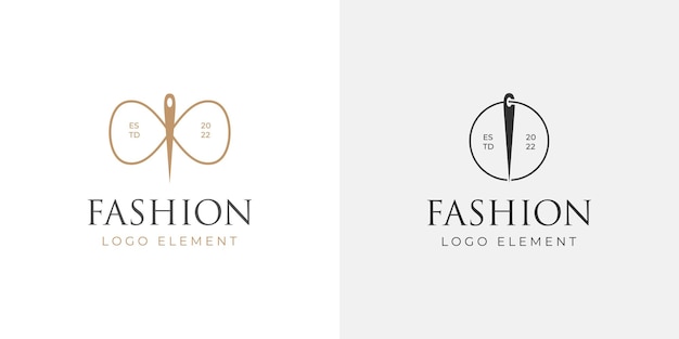 Diseño de logotipo de moda de sastrería minimalista elegante con elemento de vector de aguja de coser