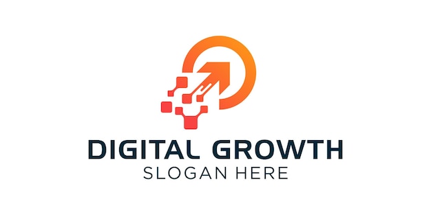 Diseño del logotipo Modern Growth Up Logotipo de crecimiento digital Diseño de logotipo de flecha icono gráfico vectorial Símbolos para empresas de tecnología de negocios digitales mercadotecnia finanzas y gestión