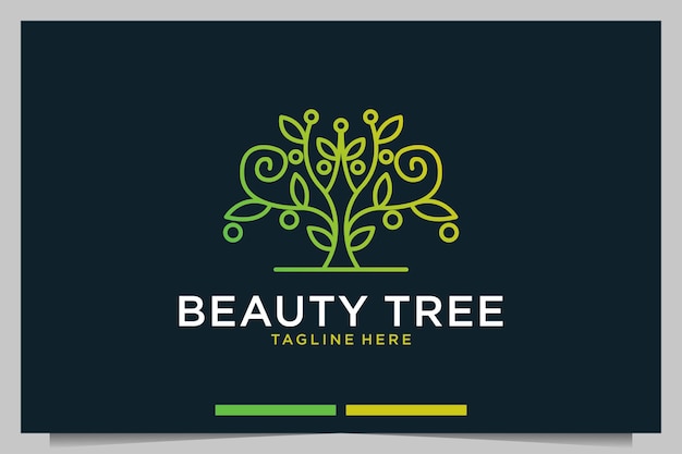 Vector diseño de logotipo moderno de arte de línea de árbol verde