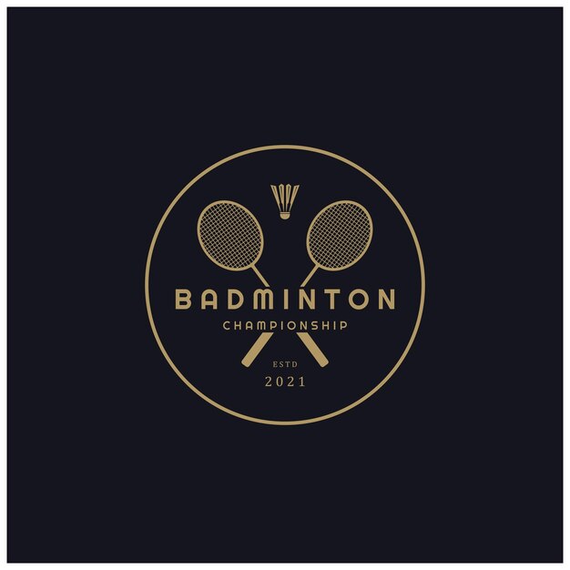 Diseño del logotipo moderno de bádminton con Dynamic Shuttlecock y Racket para el campeonato