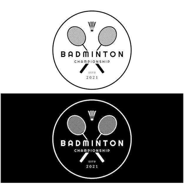 Diseño del logotipo moderno de bádminton con Dynamic Shuttlecock y Racket para el campeonato