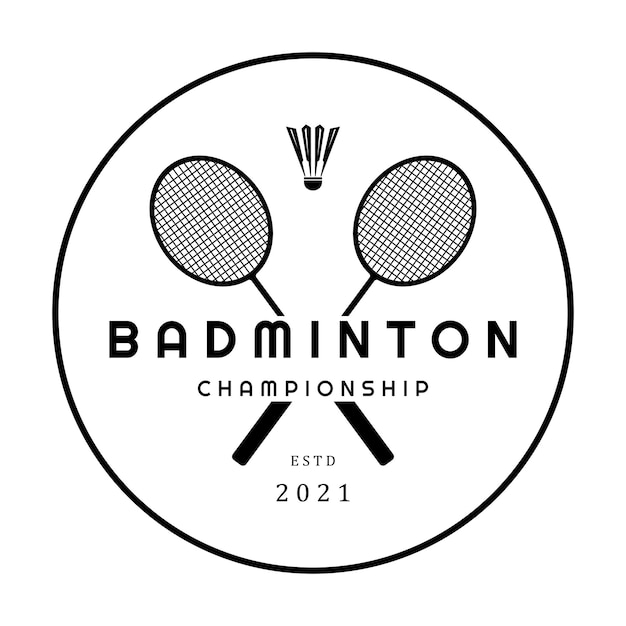 Diseño del logotipo moderno de bádminton con Dynamic Shuttlecock y Racket para el campeonato