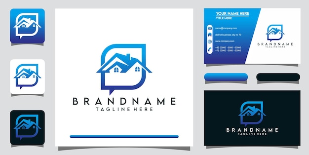Diseño de logotipo moderno de bienes raíces para el hogar vector premium