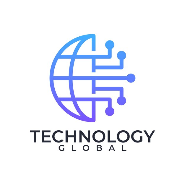 Vector diseño de logotipo moderno global de tecnología