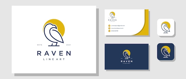 Diseño de logotipo moderno de lujo Bird Eagle Raven con diseño de identidad de marca