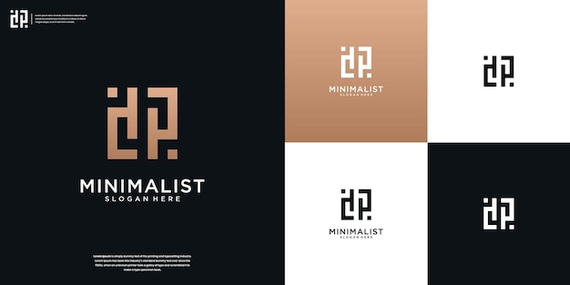 Diseño de logotipo moderno y único de la letra D con las iniciales P o DP