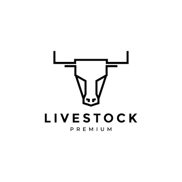 Diseño de logotipo moderno de vaca de cabeza mínima de línea