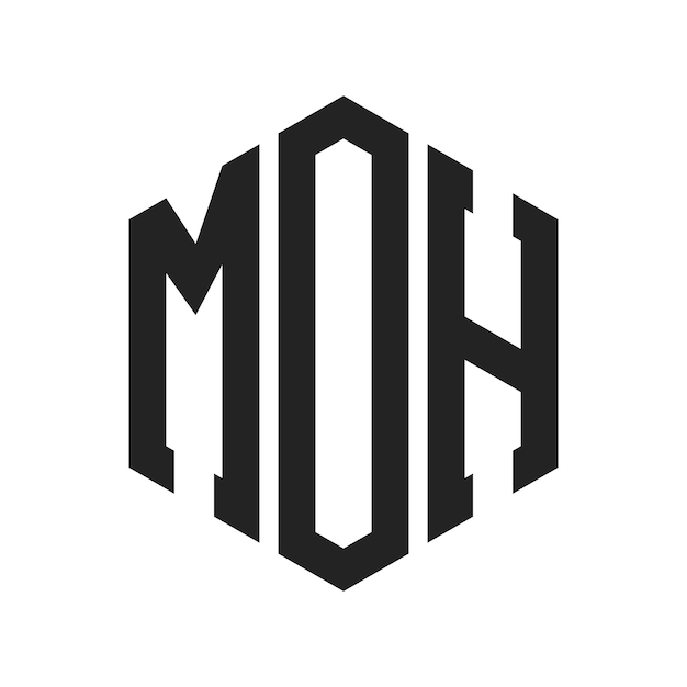 Diseño del logotipo MOH Letra inicial MOH Monograma Logotipo con forma de hexágono