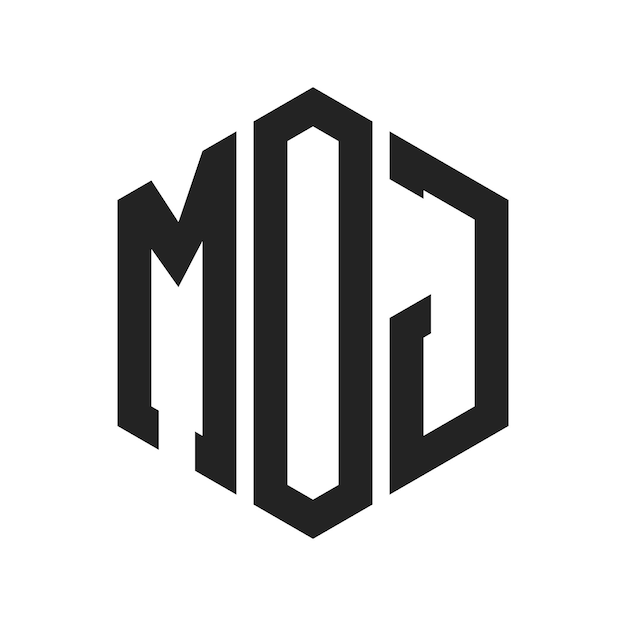 Diseño del logotipo MOJ Letra inicial MOJ Monograma Logotipo con forma de hexágono