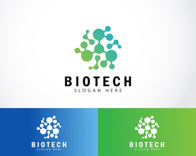 Diseño de logotipo de molécula de biotecnología para servicios médicos de ADN