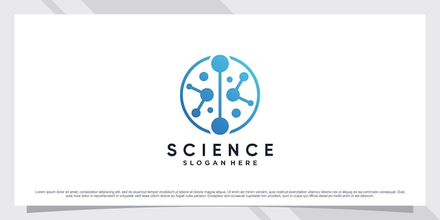 Diseño de logotipo de molécula de ciencia para biotecnología con concepto de punto vector premium