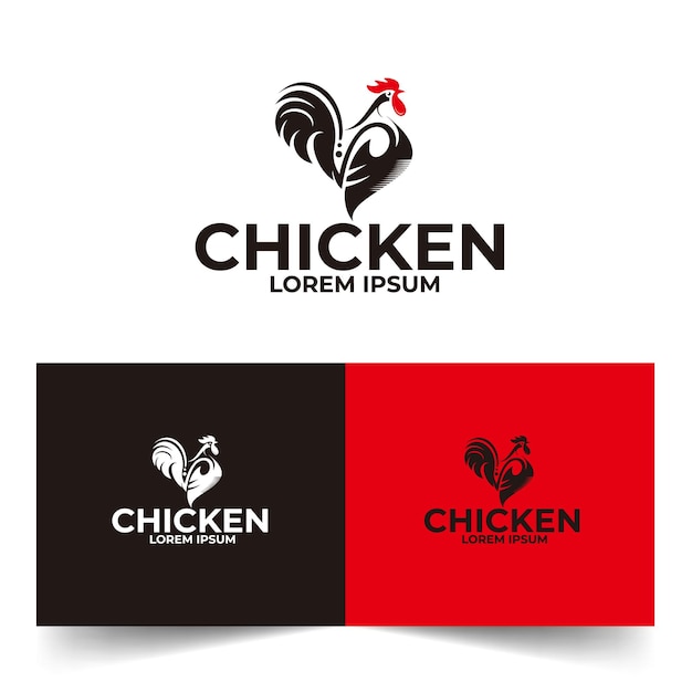 Vector diseño del logotipo monocromático del gallo de pollo