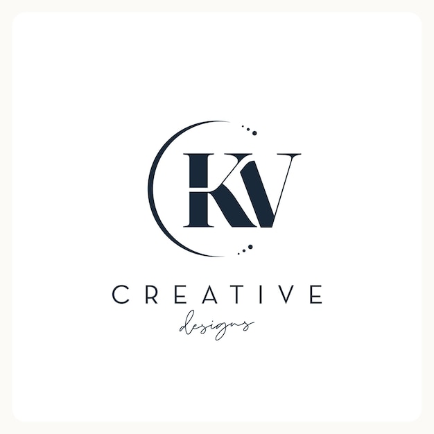 Vector diseño del logotipo monogram kv, logotipo de carta creativa para empresas y empresas.