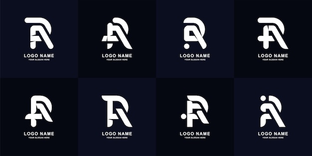 Diseño de logotipo de monograma ar o ra de letras de colección