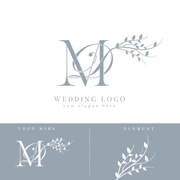 Diseño del logotipo del monograma de boda de DM