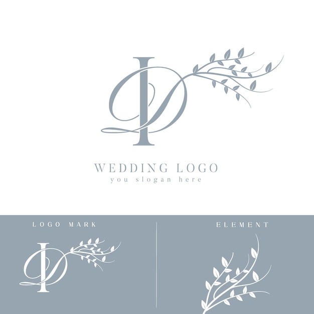Diseño del logotipo del monograma de bodas de DI