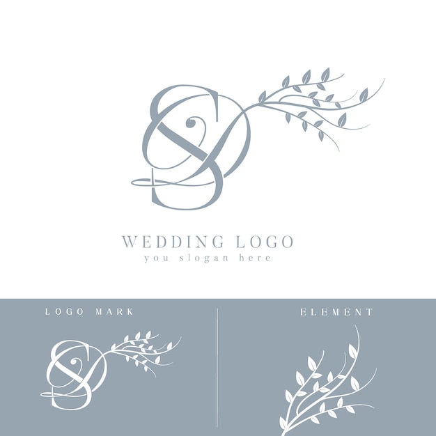 Diseño del logotipo del monograma de bodas de DS
