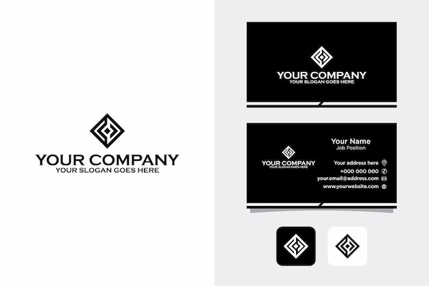 Diseño de logotipo de monograma cuadrado y tarjeta de visita