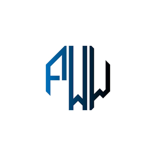 Diseño de logotipo de monograma de espacio negativo atemporal minimalista moderno inicial de PWW