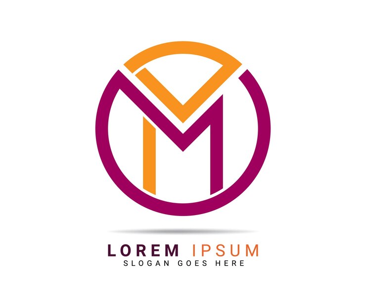 Diseño de logotipo de monograma de forma de círculo creativo de letra inicial m