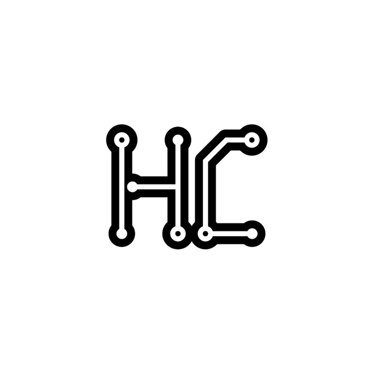 Vector el diseño del logotipo del monograma hc, la letra, el texto, el nombre, el símbolo, el logotipo monocromático, el carácter alfabético, el logo simple.