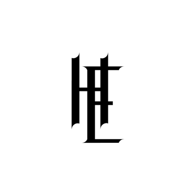 El diseño del logotipo del monograma HE, la letra, el texto, el nombre, el símbolo, el logotipo monocromático, el carácter alfabético, el logo simple.