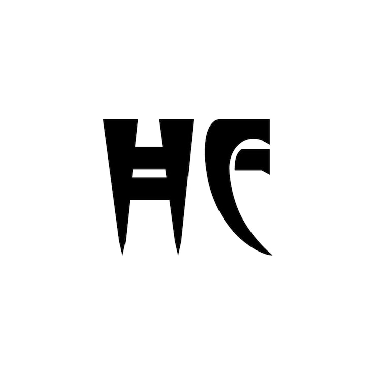 Vector el diseño del logotipo del monograma he, la letra, el texto, el nombre, el símbolo, el logotipo monocromático, el carácter alfabético, el logo simple.