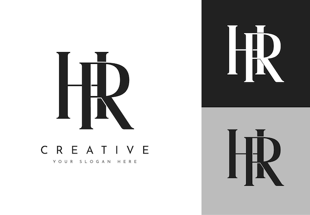 diseño de logotipo de monograma HR de lujo y moderno