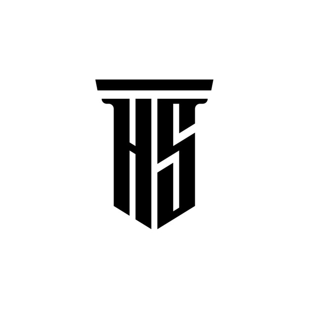 El diseño del logotipo del monograma HS, la letra, el texto, el nombre, el símbolo, el logotipo monocromático, el carácter alfabético, el logo simple.