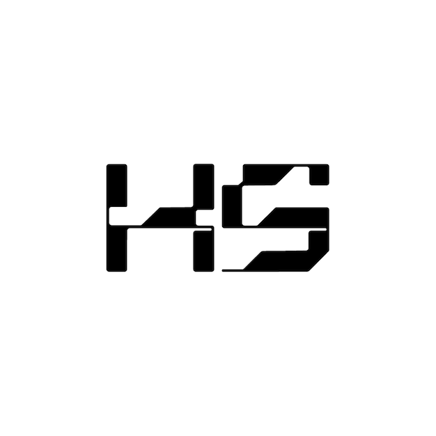 El diseño del logotipo del monograma HS, la letra, el texto, el nombre, el símbolo, el logotipo monocromático, el carácter alfabético, el logo simple.