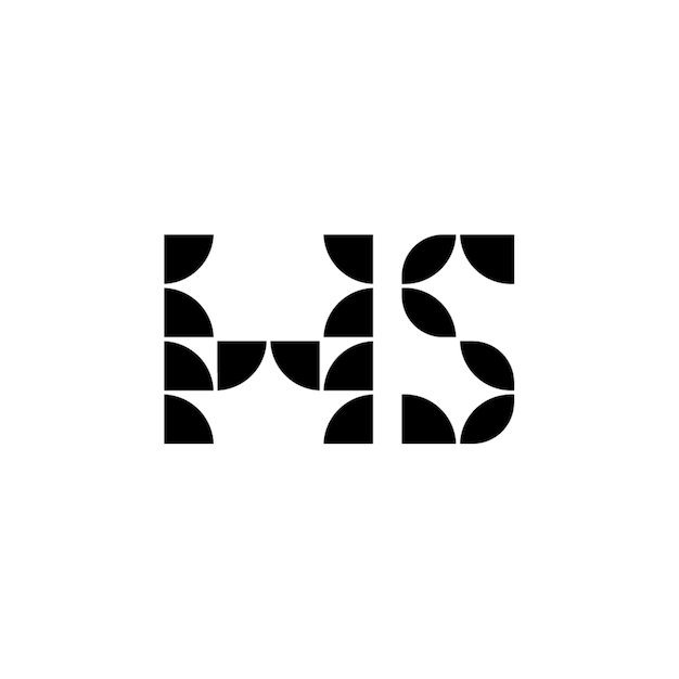 El diseño del logotipo del monograma HS, la letra, el texto, el nombre, el símbolo, el logotipo monocromático, el carácter alfabético, el logo simple.