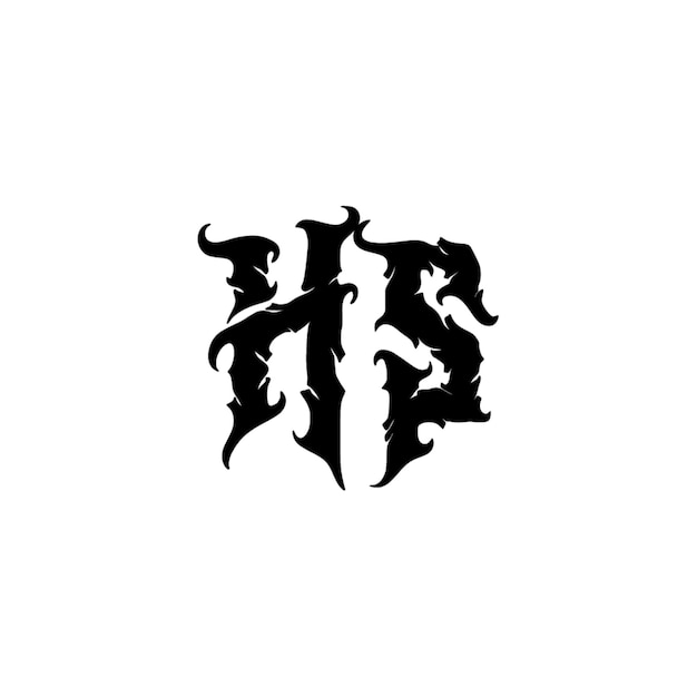 El diseño del logotipo del monograma HS, la letra, el texto, el nombre, el símbolo, el logotipo monocromático, el carácter alfabético, el logo simple.