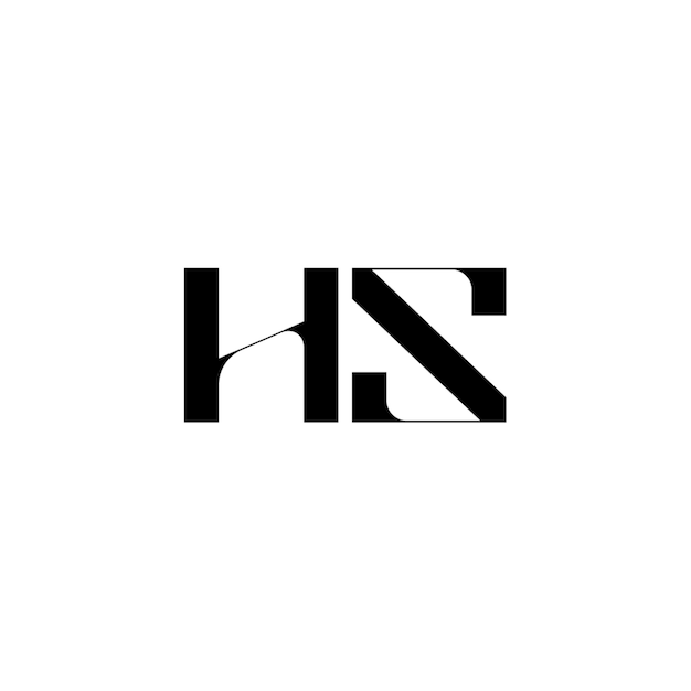 El diseño del logotipo del monograma HS, la letra, el texto, el nombre, el símbolo, el logotipo monocromático, el carácter alfabético, el logo simple.